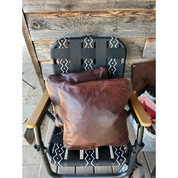 (2) Pottery Barn Leather pillow covers. 18x18 - Picture 4 of 7